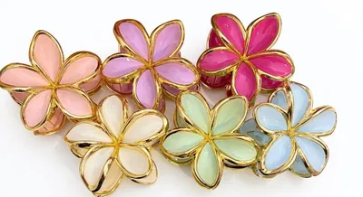 Pinza Flor Filos Dorados